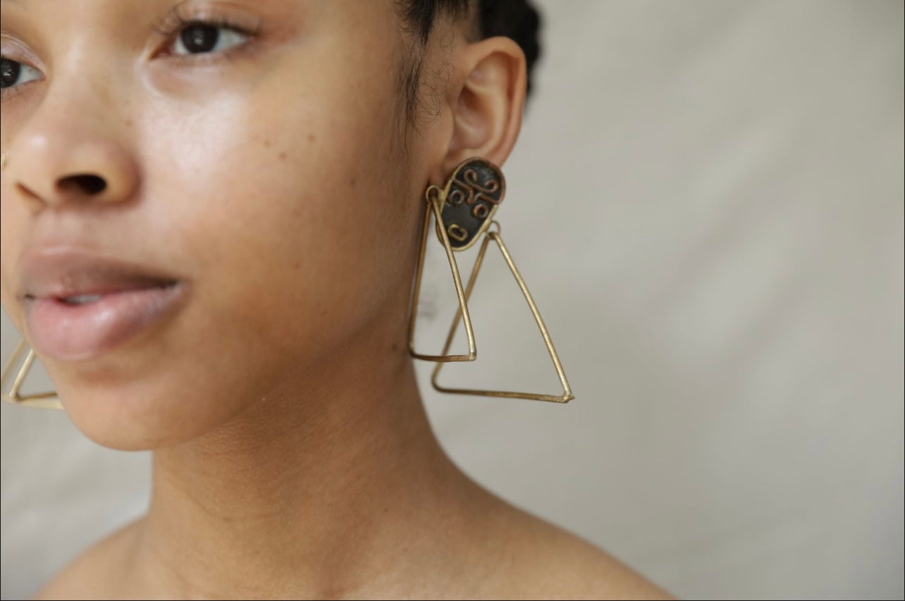 Abstract Vintage Mamas Mamas Mama Double Triangle Earrings