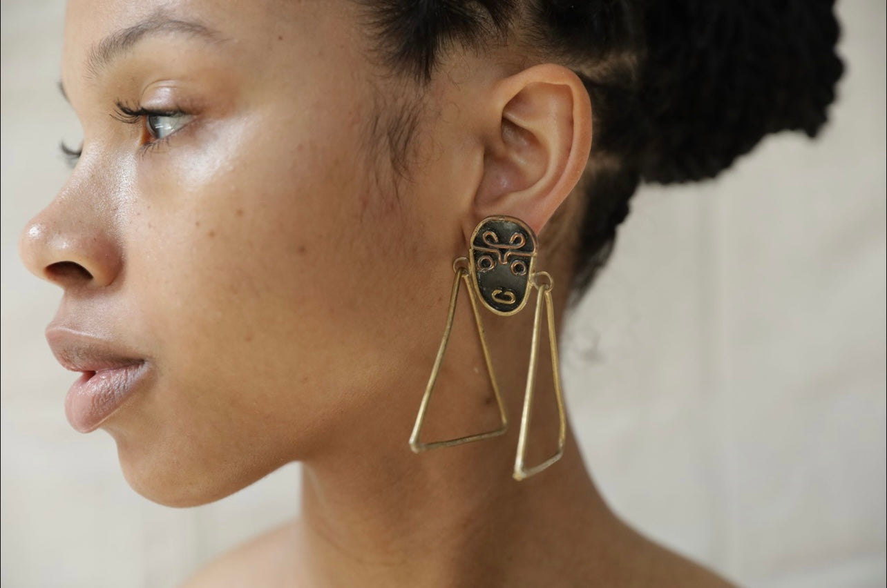 Abstract Vintage Mamas Mamas Mama Double Triangle Earrings